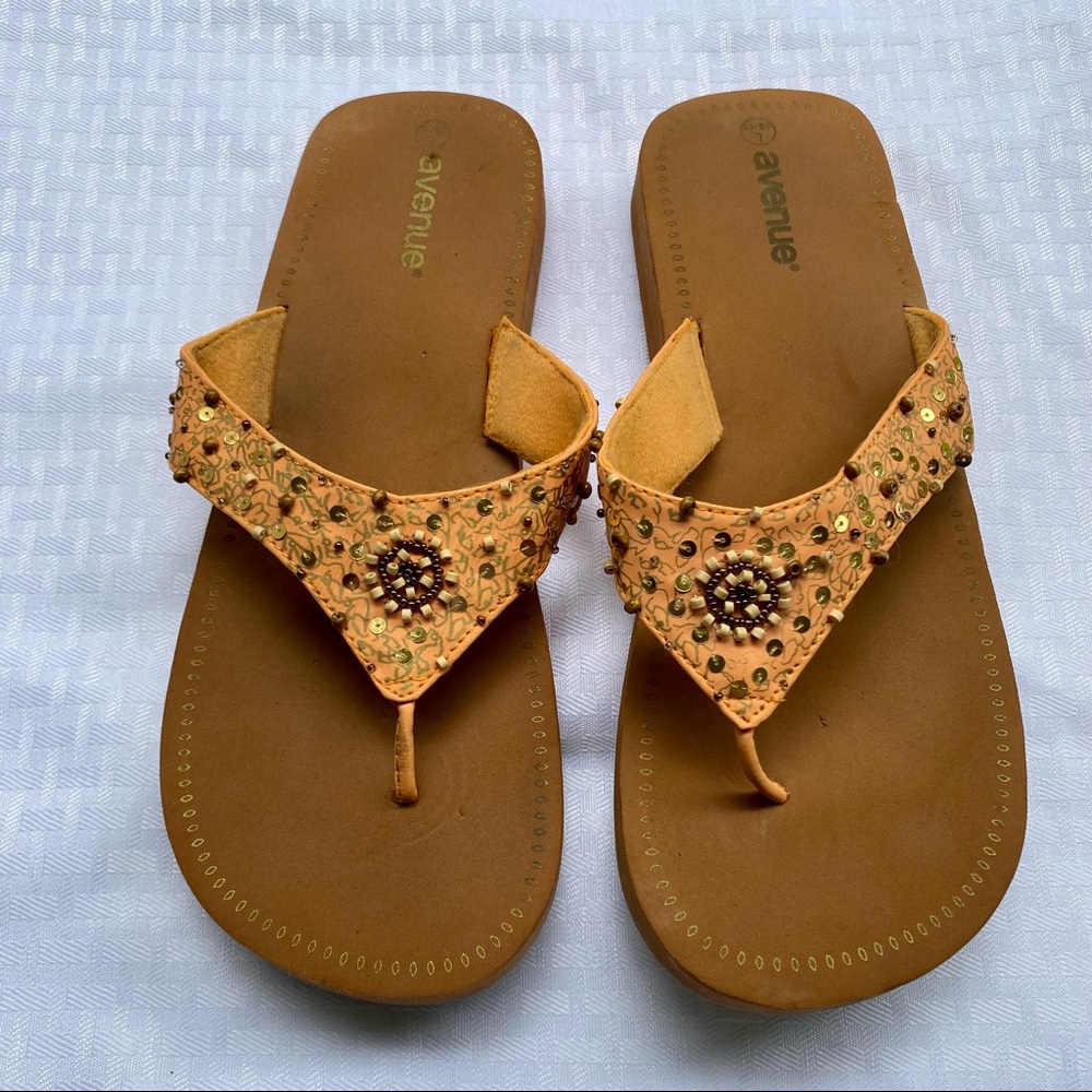 Avenue sequined flip flops!